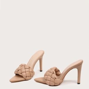 Tan Braided Open Toe Mules Sz 10